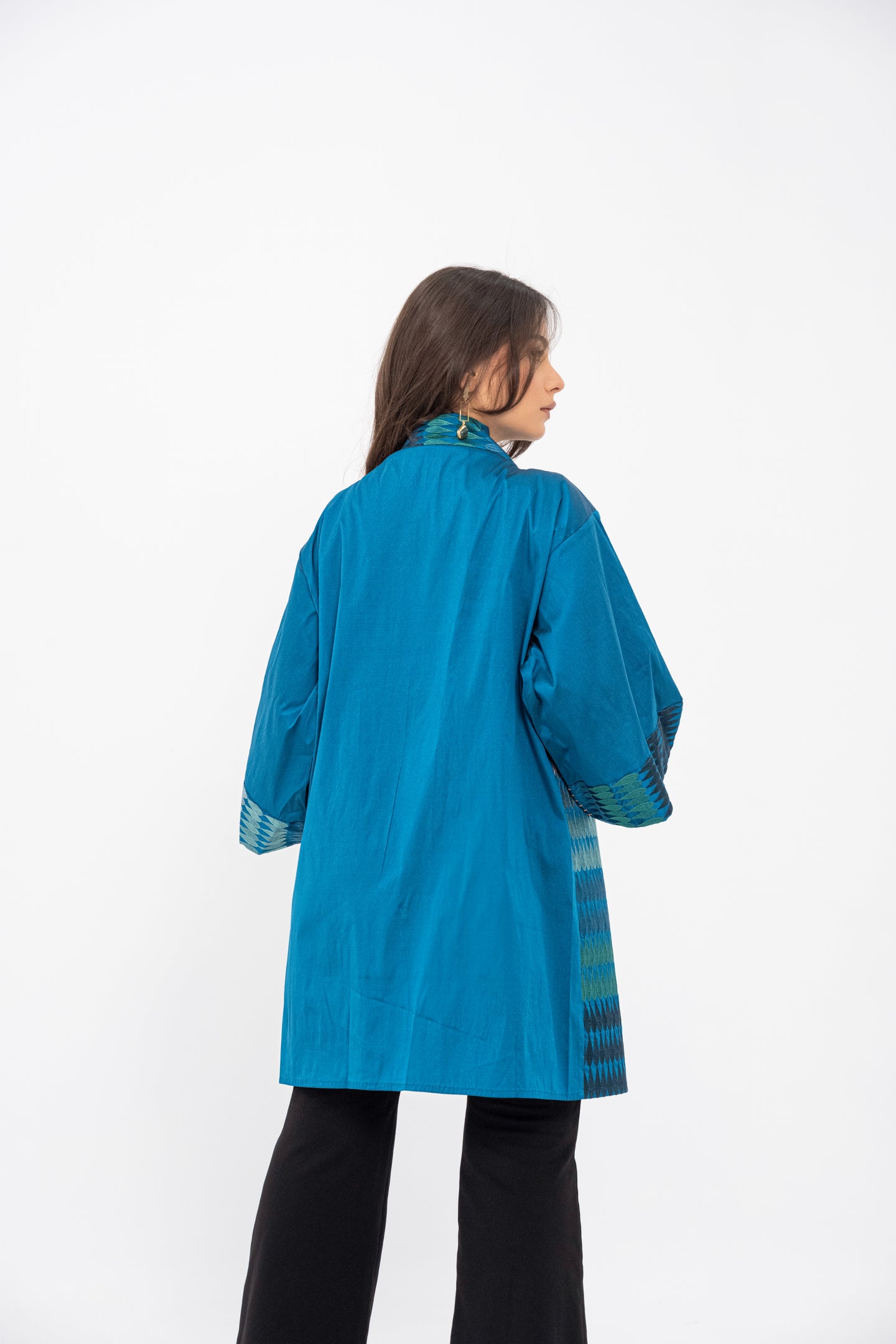 MIRAGE - Blue Short Embroidered Cardigan